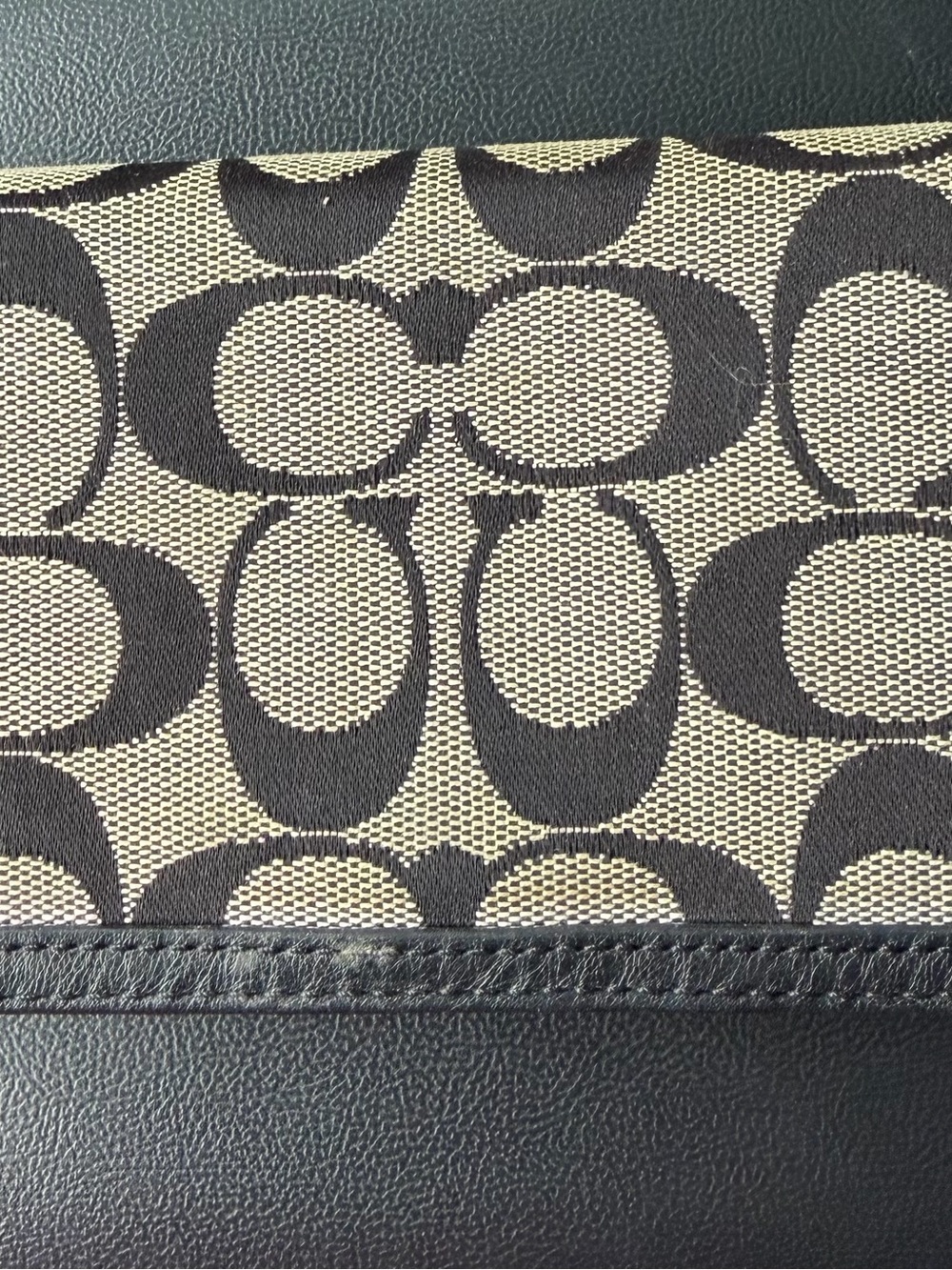Coach checkbook  Signature Jacquard Wallet in Black and Beige